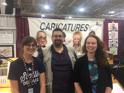 Rex with his talented artists, Amber and Rebeca